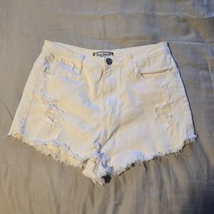 Crave Fame White Distressed Jean Shorts